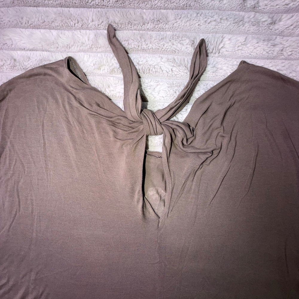 Just Cavalli Gray Brown Giraffe Graphic Tie Back Top IT 42 Womens US Medium - Picture 10 of 11
